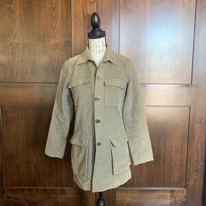 Tan Field Jacket with Tailored Silhouette and Collared Neckline